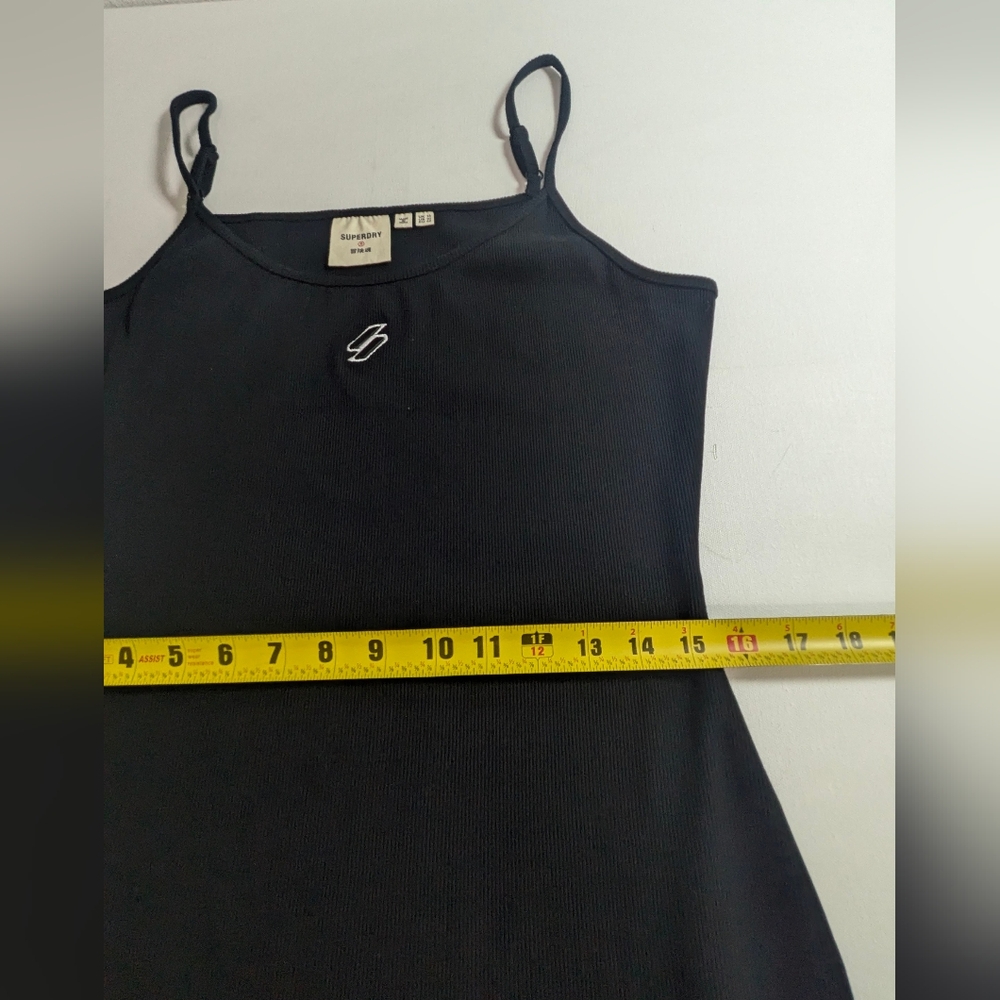 Superdry Code Essential Strappy Mini Slim Fit Tank Dress Bodycon Black Sz 10 EUC - Picture 15 of 16